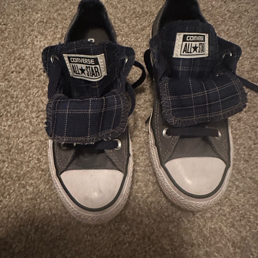 Converse Kids' Navy and White Plaid Sneakers